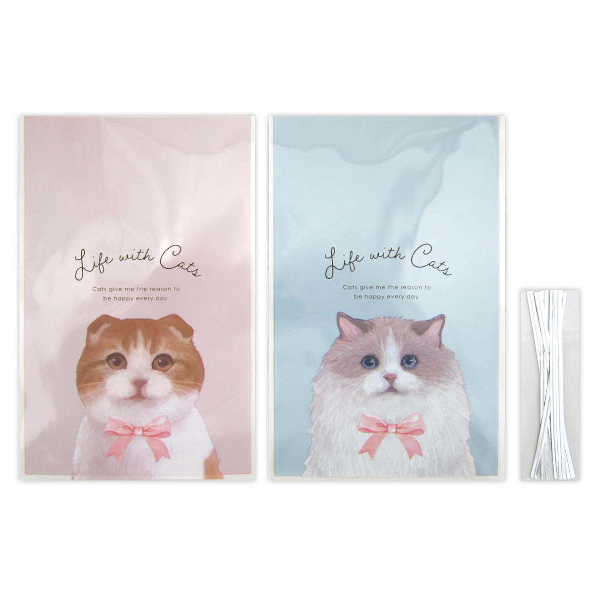 クリアバッグ 猫柄A 6枚 309022