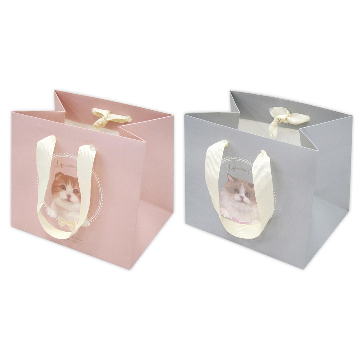 【在庫限り】ペーパーバッグ ヨコ 猫柄 309027