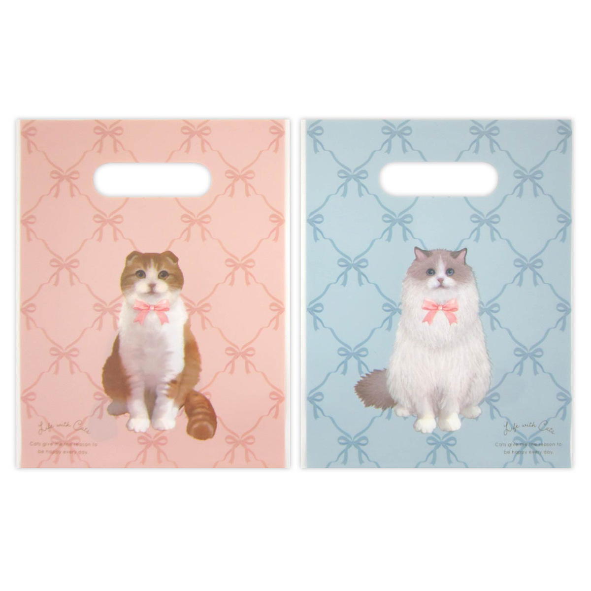 フロストバッグ 持ち手穴付き 猫柄 6枚 309029