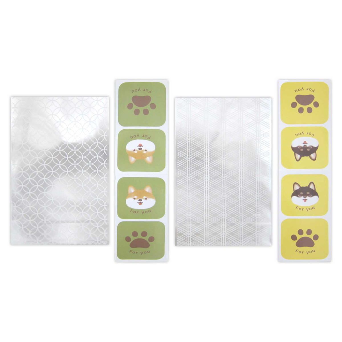 クリアバッグ 底マチ付き 柴犬柄 4枚 309038