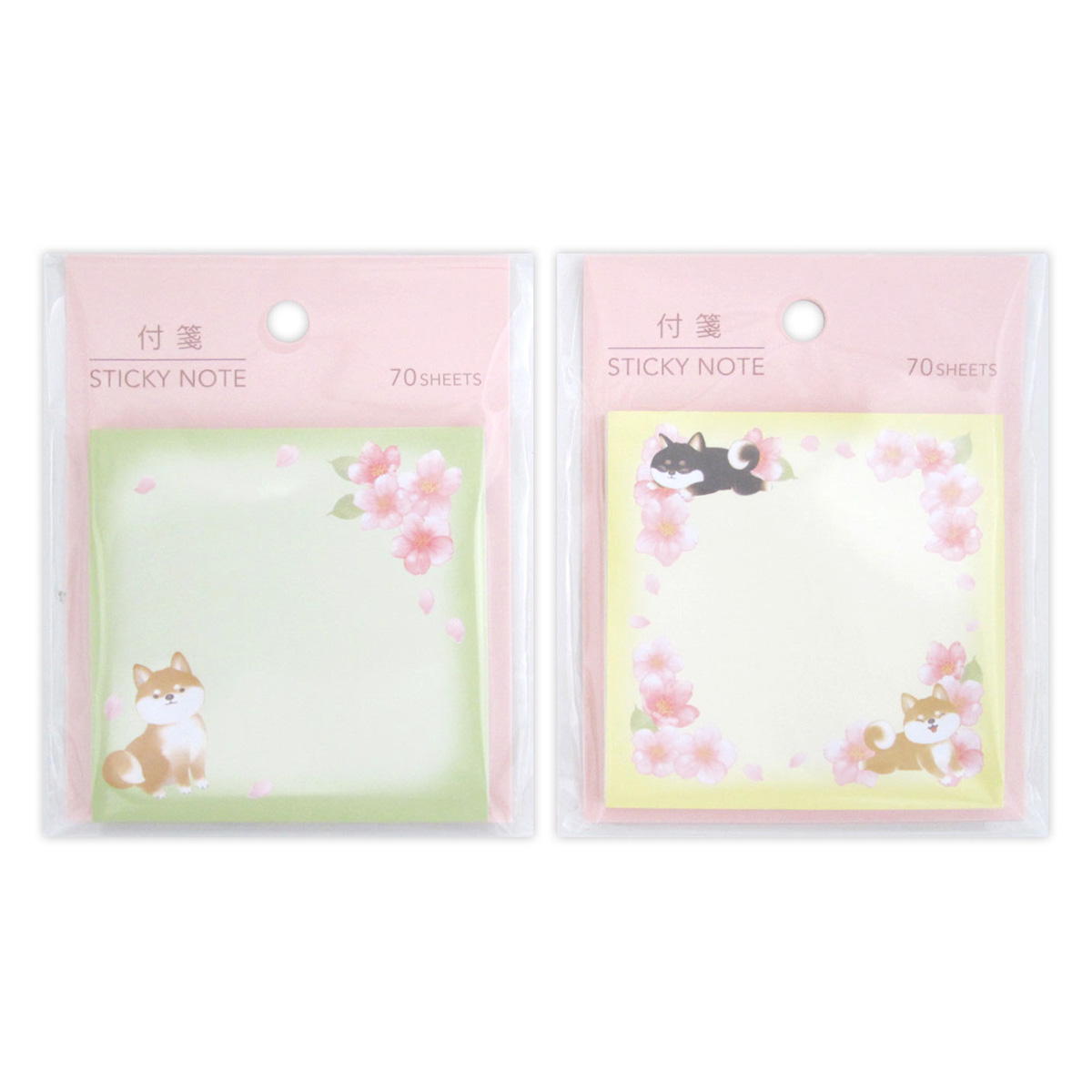 付箋 桜と柴犬柄 70枚 309555