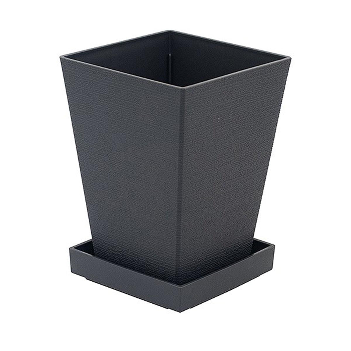 ミニ観葉角ポット 受皿付 ダークグレー 311994