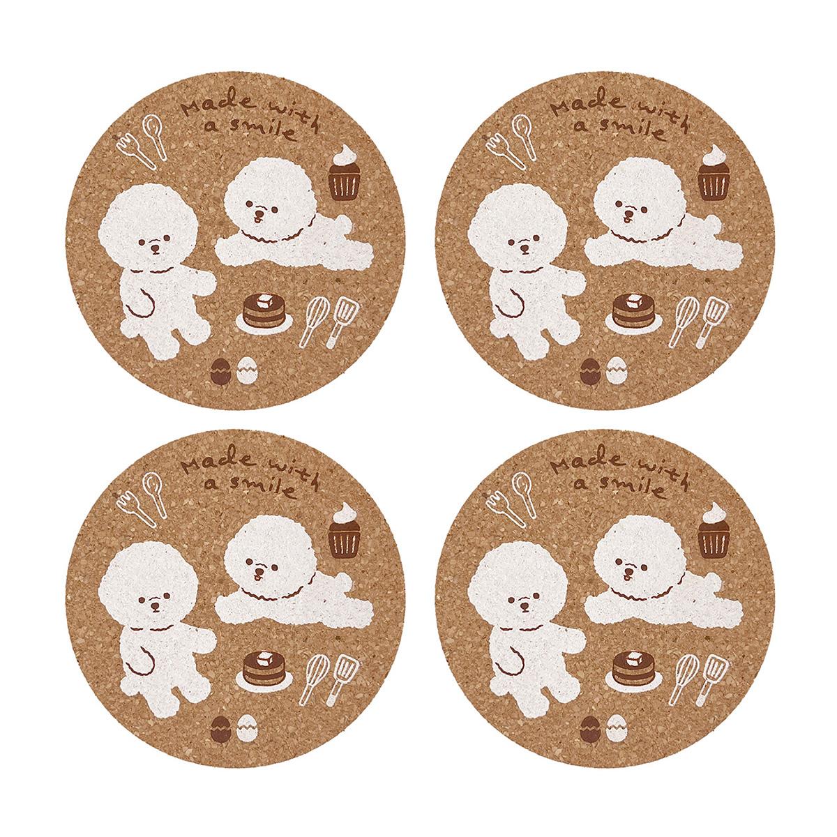 【OUTLET】コルクコースター4枚セットビション 312532