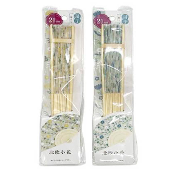 【在庫限り】扇子21cm 北欧小花 314364