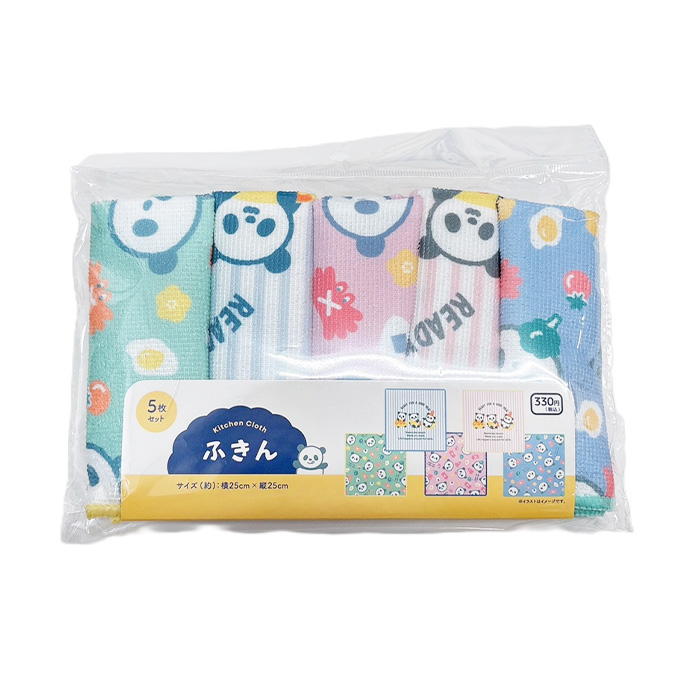 ふきん5枚セット パンダ柄 314887