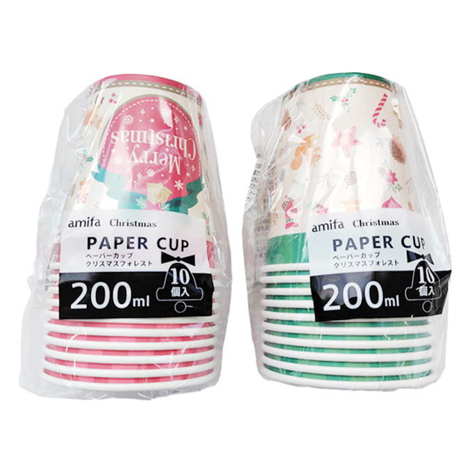 ペーパーカップ 200ml 10P クリスマスフォレスト 315833