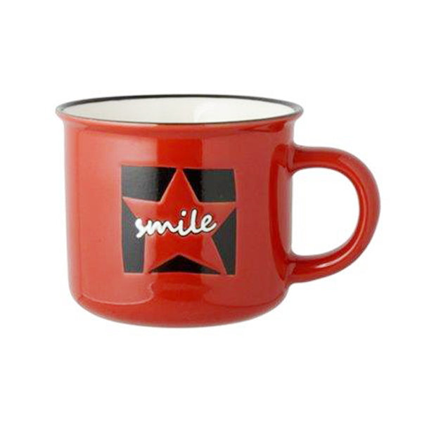【OUTLET】マグカップ 陶器 smileマグ レッド 箱入り 95×125×85mm 320544