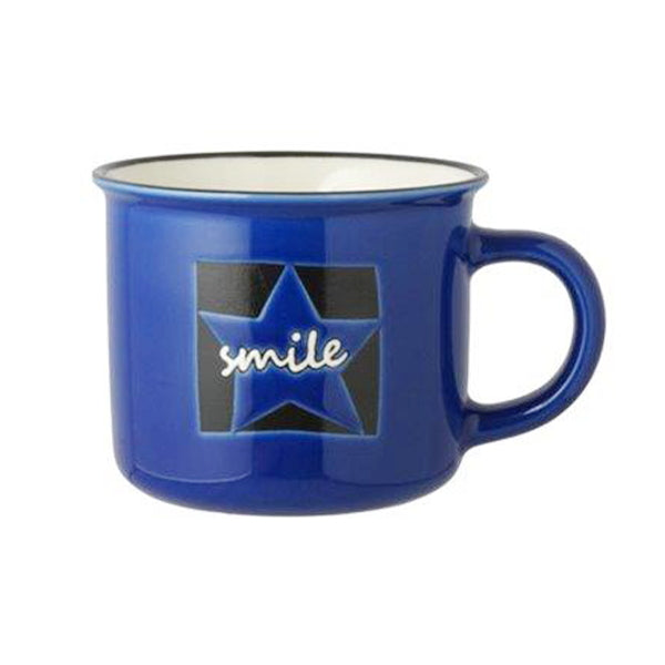 【OUTLET】マグカップ 陶器 smileマグ ネイビー 箱入り 95×125×85mm 320546