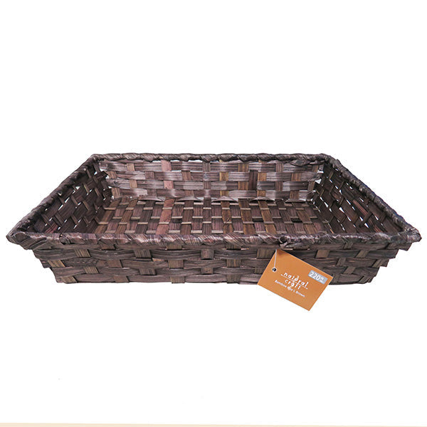 かご バスケット トレー 木製 小物収納 インテリアトレイ おしゃれ 竹 バンブー トレーL ブラウン 26×36×H6.5cm 322970