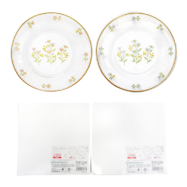 【OUTLET】ガラスラウンドプレートフラワー 323352