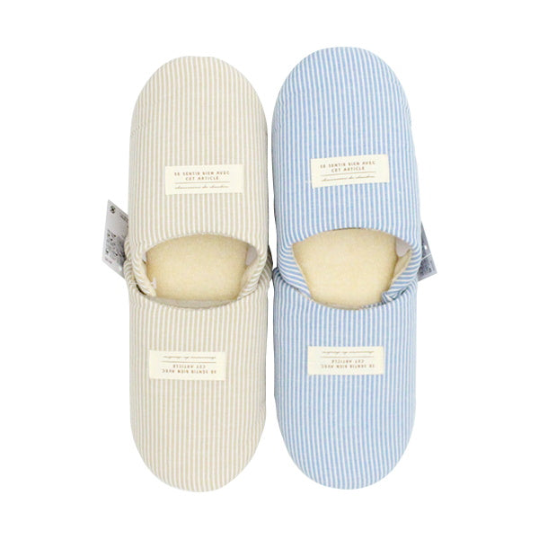 【OUTLET】バブーシュ スリッパ ルームシューズ モロッコ風 室内 来客用 ストライプ (ブルー・アイボリー) 26cm 323746