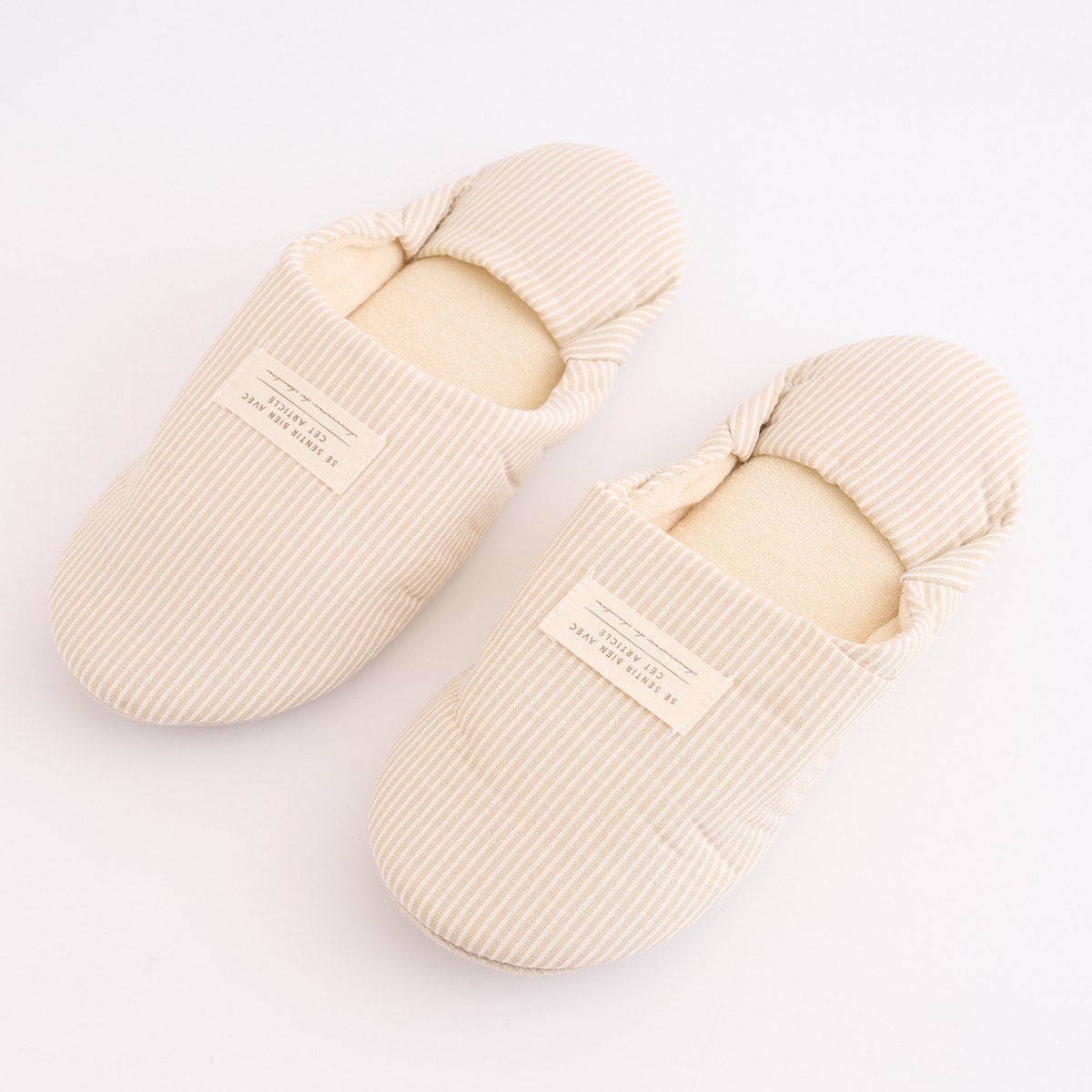 【OUTLET】バブーシュ スリッパ ルームシューズ モロッコ風 室内 来客用 ストライプ (ブルー・アイボリー) 26cm 323746