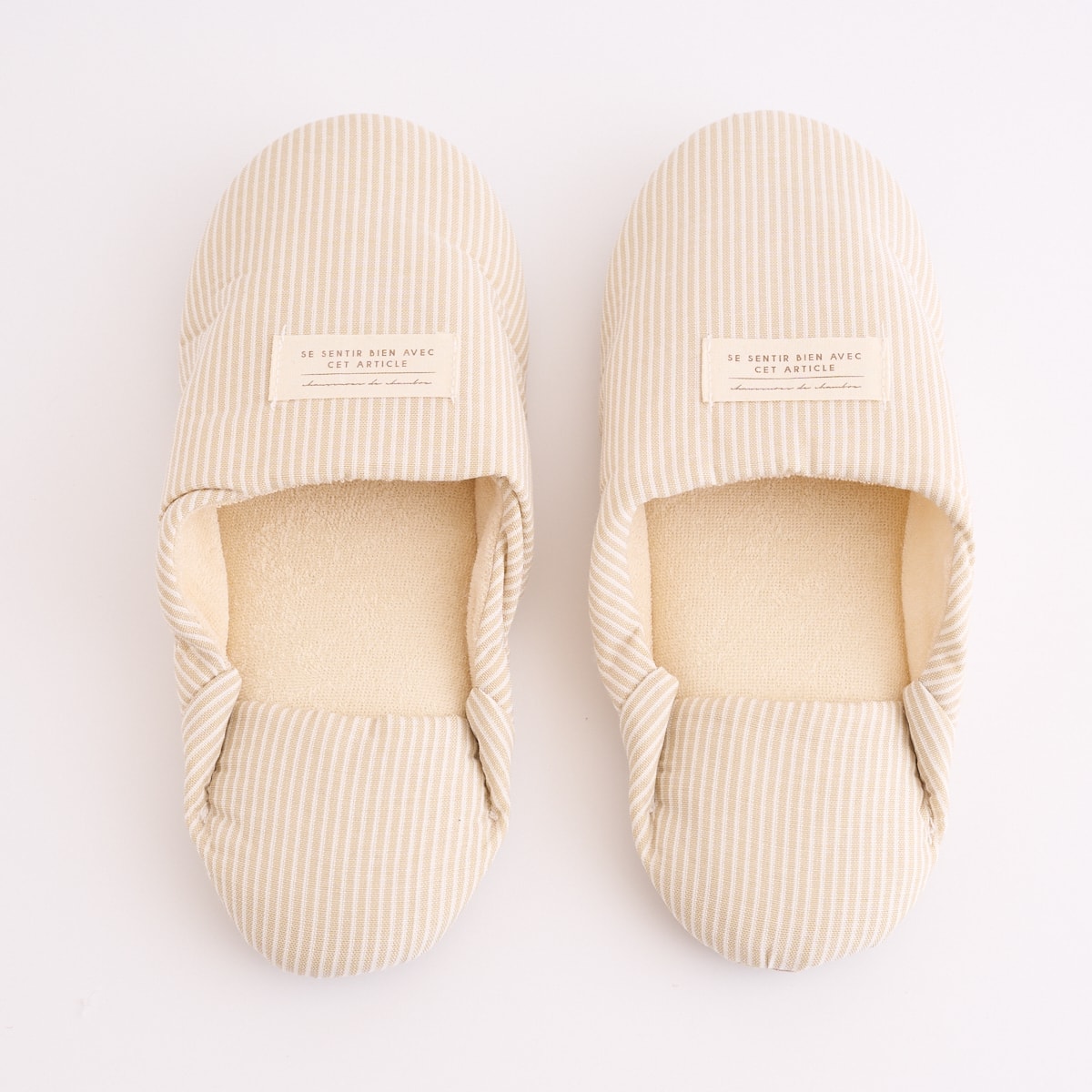 【OUTLET】バブーシュ スリッパ ルームシューズ モロッコ風 室内 来客用 ストライプ (ブルー・アイボリー) 26cm 323746