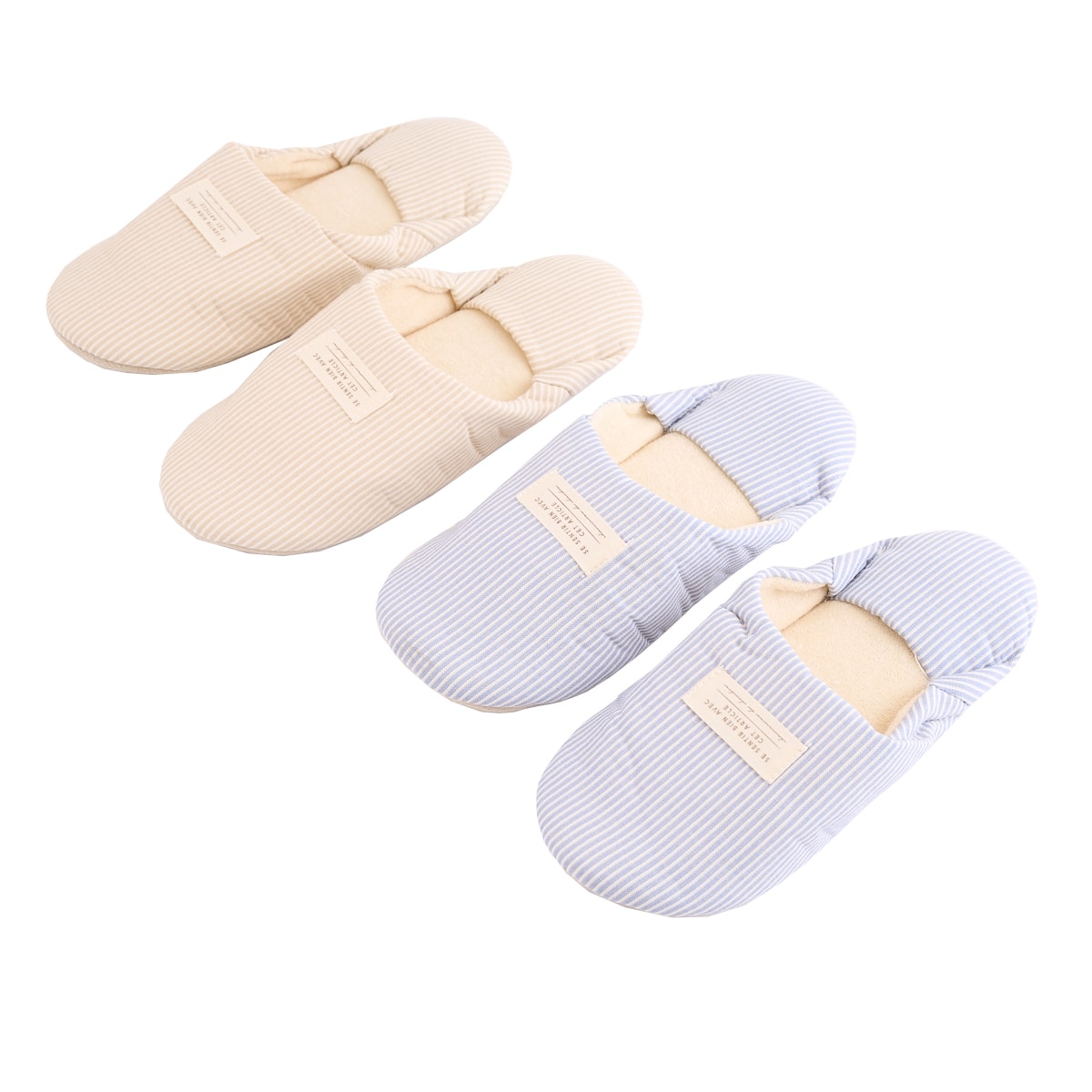【OUTLET】バブーシュ スリッパ ルームシューズ モロッコ風 室内 来客用 ストライプ (ブルー・アイボリー) 26cm 323746