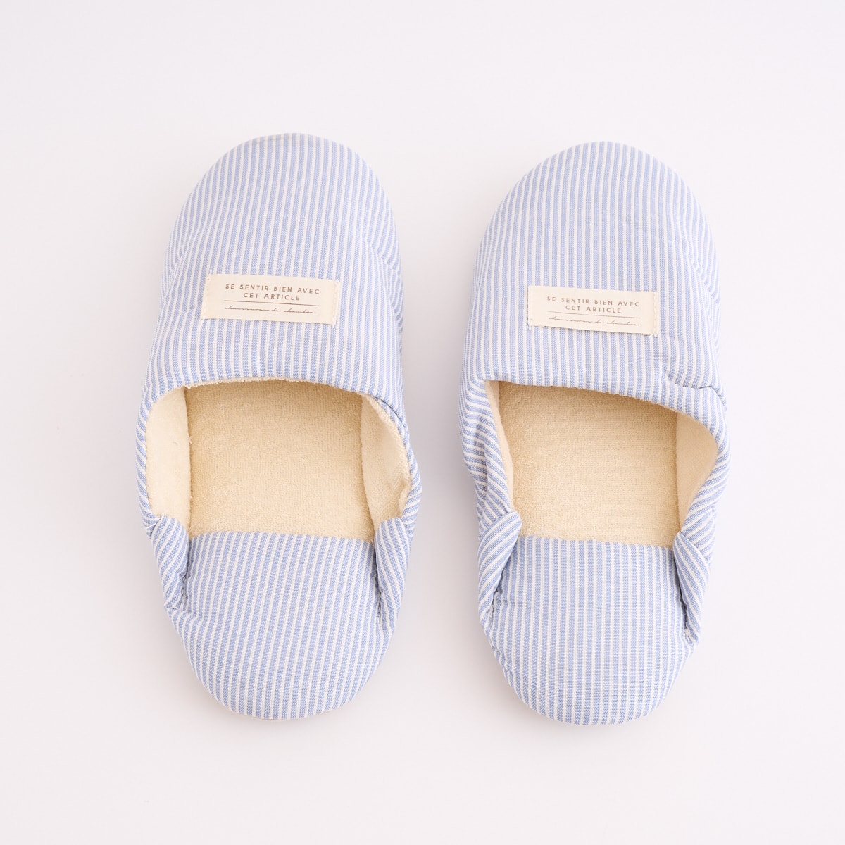 【OUTLET】バブーシュ スリッパ ルームシューズ モロッコ風 室内 来客用 ストライプ (ブルー・アイボリー) 26cm 323746