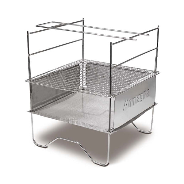 【OUTLET】バーベキューコンロ アウトドアグリル Montagna モンターナ 3WAY 焚き火グリル  HAC3093 シルバー 約W28×D23.5×H30cm 323897