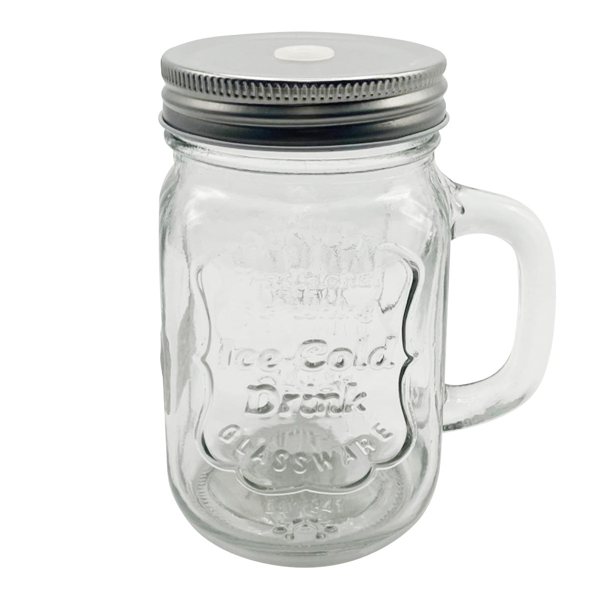 ガラス瓶 コップ カップ ドリンクジャー ストロー穴付 420ml 323920