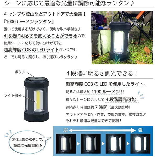 【WEB限定】ランタン led 電池式 1000ルーメン 災害用 武田コーポレーション RT20-1000GRY 324015