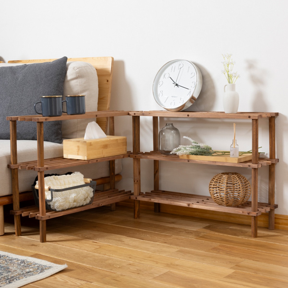 ラック オープンラック 物品棚 小棚 木製 3段 diy 収納棚 おしゃれ 北欧 マルチフリーラック 63×19.5×48.5cm ナチュラル 325102