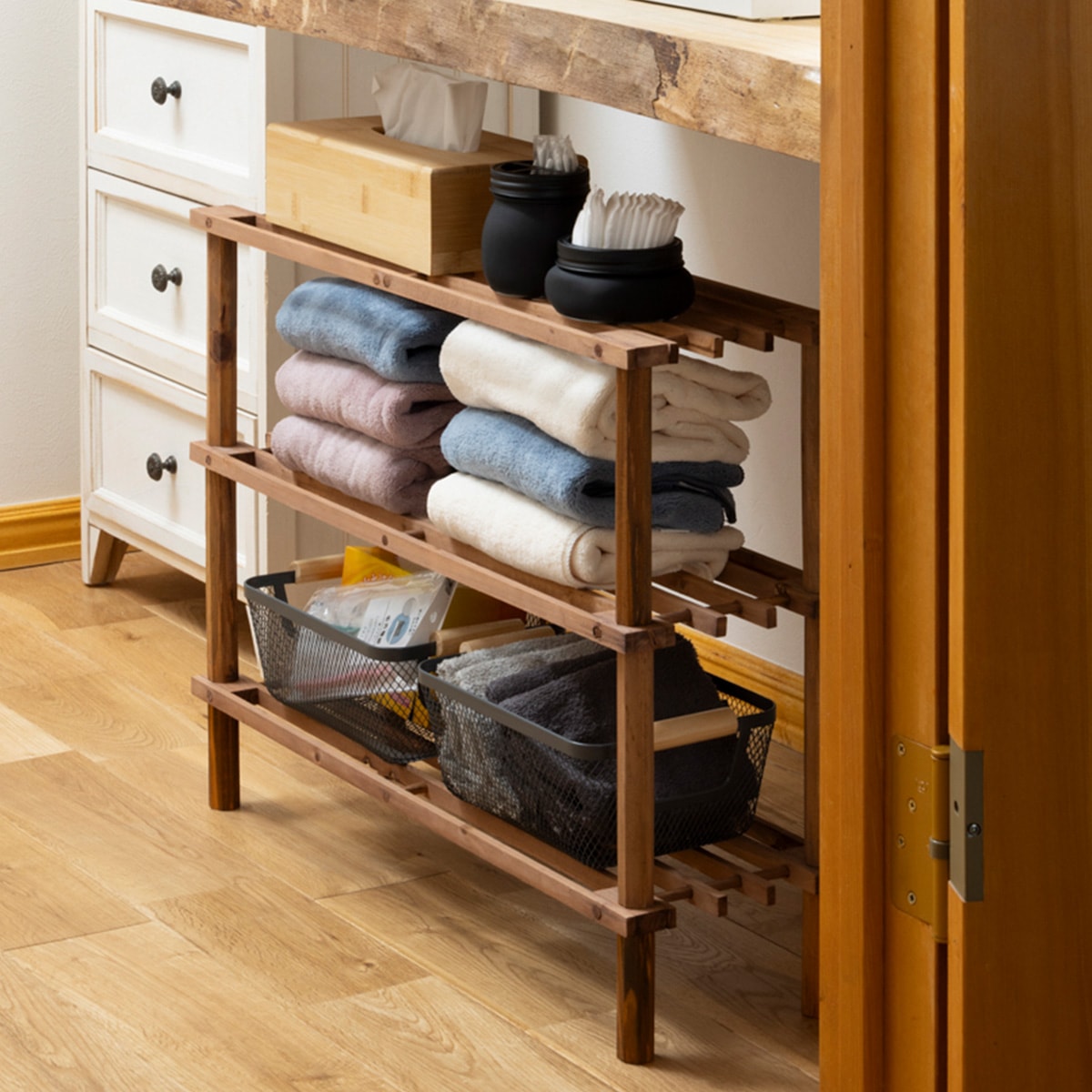 ラック オープンラック 物品棚 小棚 木製 3段 diy 収納棚 おしゃれ 北欧 マルチフリーラック 63×19.5×48.5cm ナチュラル 325102