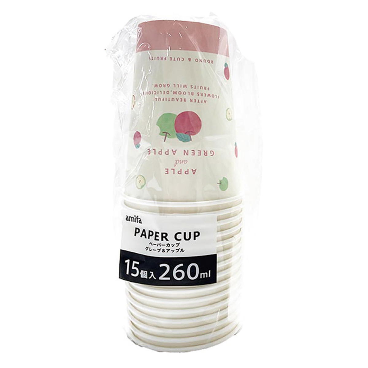 【在庫限り】ペーパーカップ 260ml 15P グレープ&アップル 325993