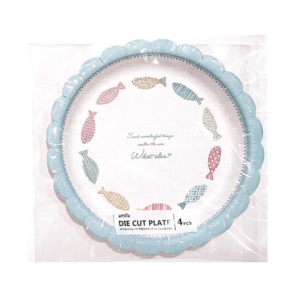 【在庫限り】ダイカットプレート 丸型スカラップ 4P フィッシュ&シェル 326004