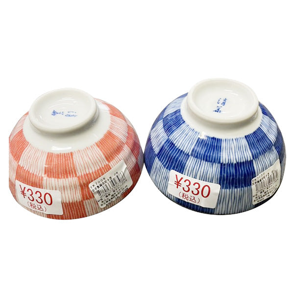 お茶碗 ごはん茶碗  中平飯碗 市松十草 ピンク 326383