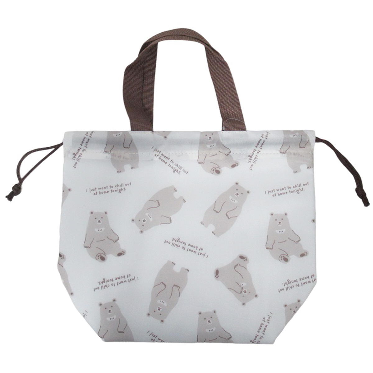 【OUTLET】ランチ巾着バッグ クマ柄 ベージュ 327472