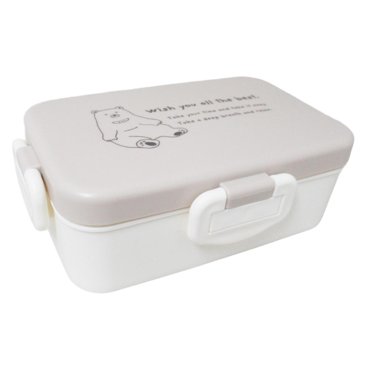 【OUTLET】ランチボックス1段 クマ柄 ベージュ 327476