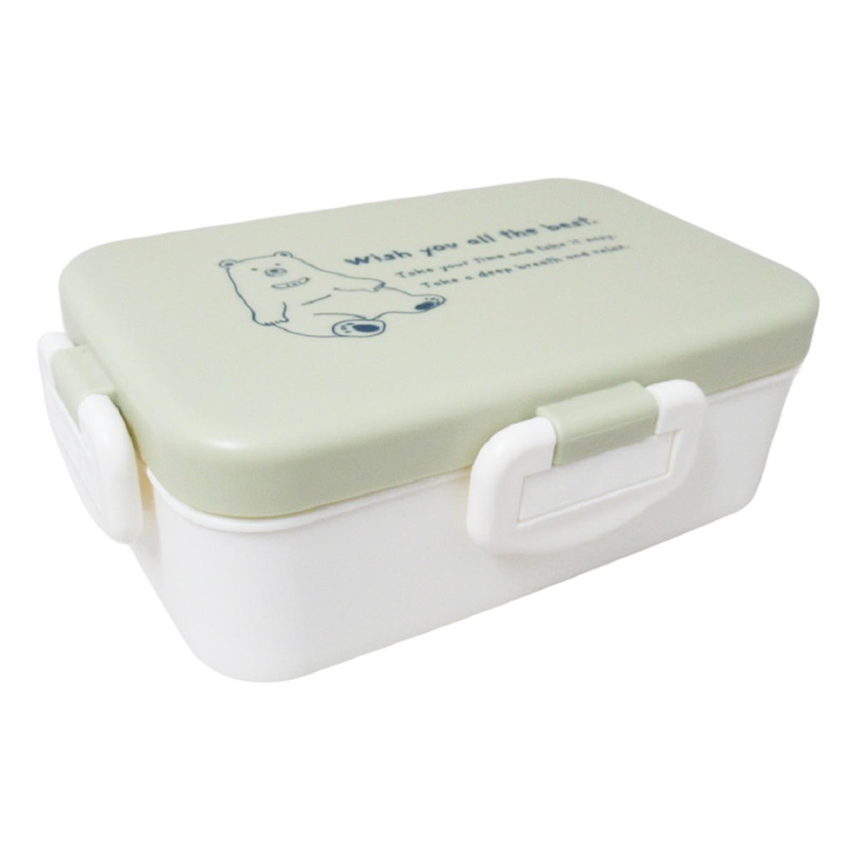 【在庫限り】ランチボックス1段 クマ柄 グリーン 327477