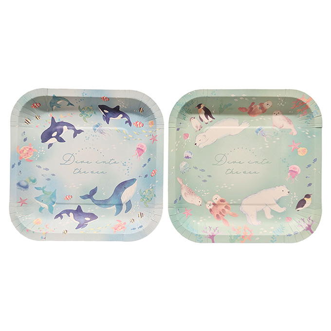 ペーパープレート 10P スクエア アクアリウム 327825