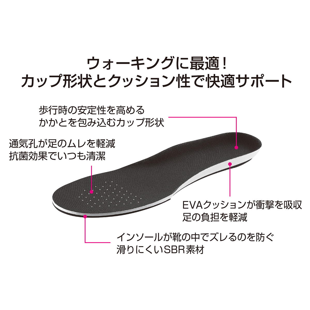 ウォーキングカップインソール 22?26cm 327921