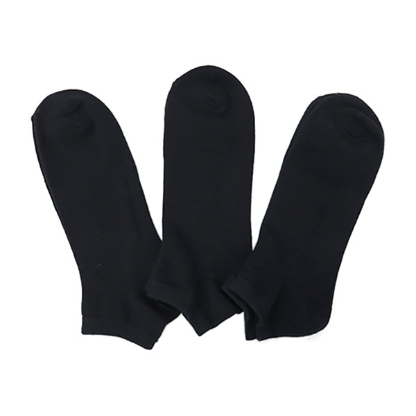 靴下 ソックス スニーカーソックス メンズ 紳士用 表糸綿100% 3足セット ブラック 黒 25-27cm 328772
