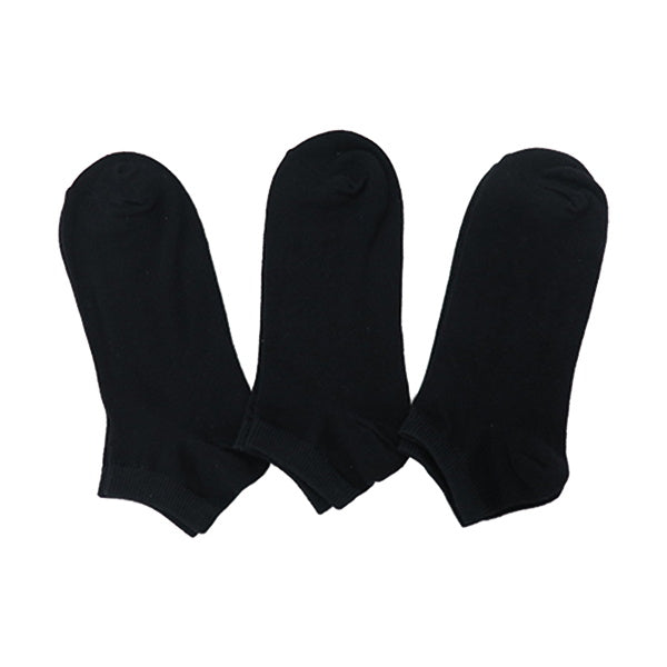 靴下 ソックス スニーカーソックス レディース 婦人 表糸綿100% 3足セット ブラック 黒 23-25cm 328782