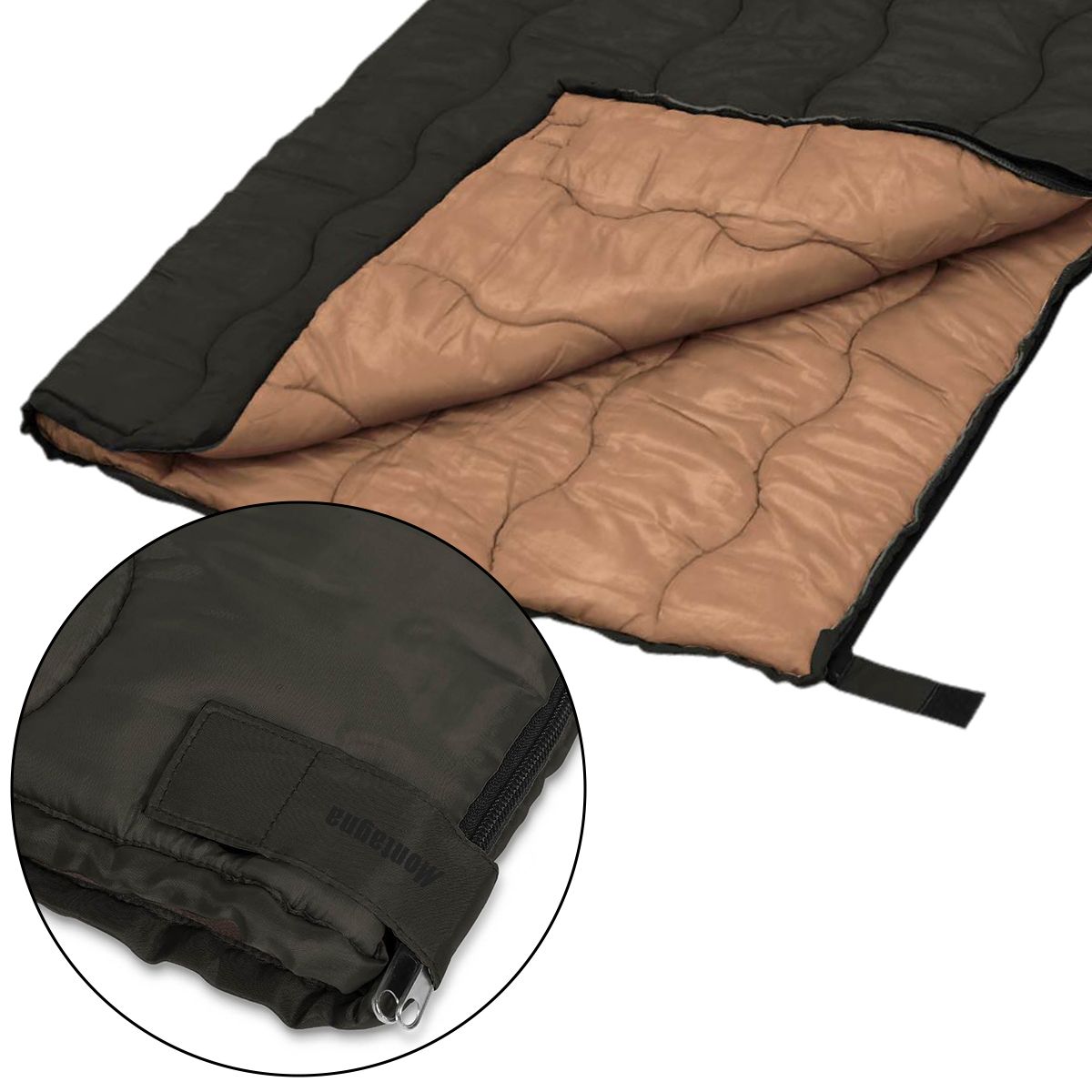 【在庫限り】寝袋 シュラフ 冬用 シングル Montagna モンターナ レクタングラーシュラフ ブラック HAC3559 329702