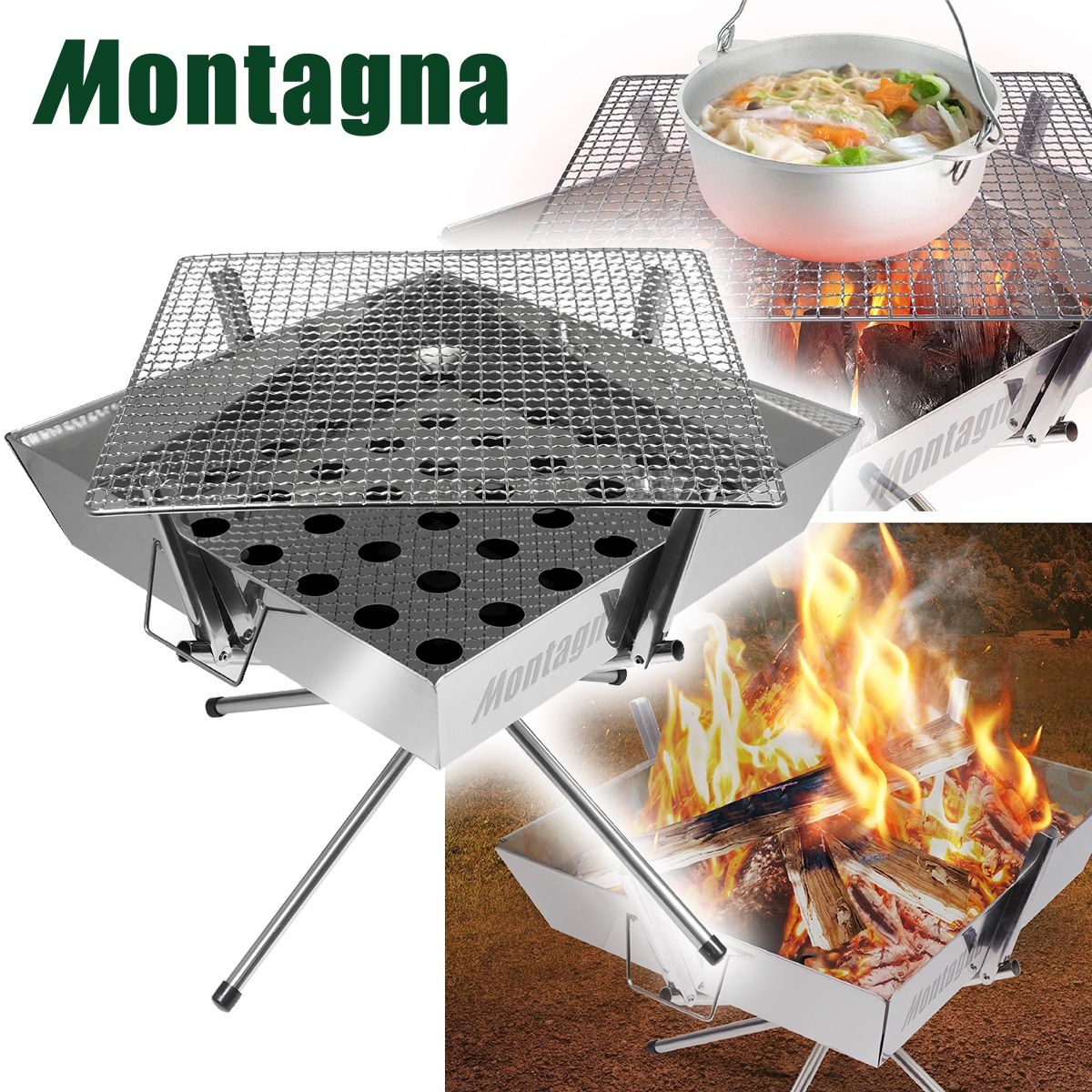 【在庫限り】バーベキューグリル 焚き火 BBQグリル アウトドアコンロ Montagna モンターナ HAC2892 焚き火台 BBQコンロ 329708