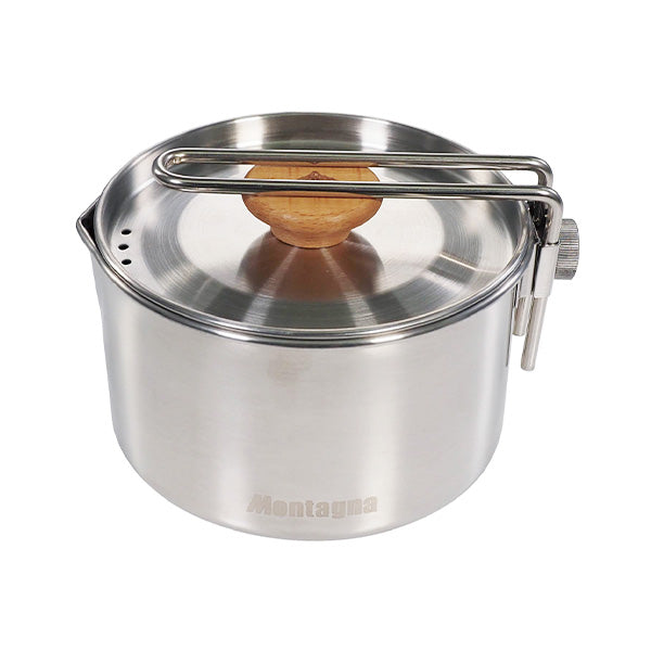 アウトドアクッカー ケトルクッカー 直径12cm 片手鍋 ステンレス 取手 フタ 収納袋付 Montagna モンターナ HAC3427 329726