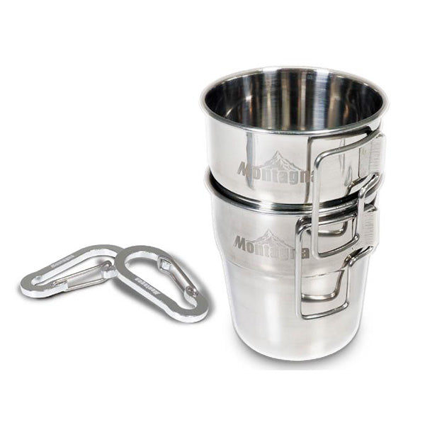 マグカップ コップ カラビナ付  ステンレス スタッキングマグ スタッキングカップ 250ml 2つセット Montagna モンターナ  HAC3024 329731