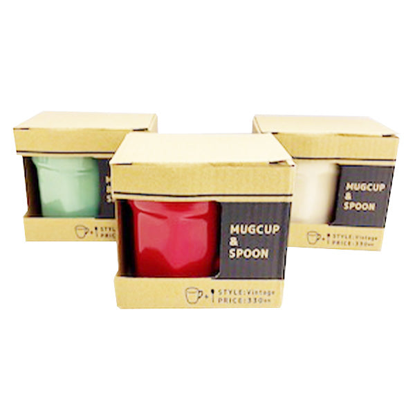 マグカップ コップ スプーン付きマグカップ ヴィンテージ調 レンジ可 食洗機可 329771