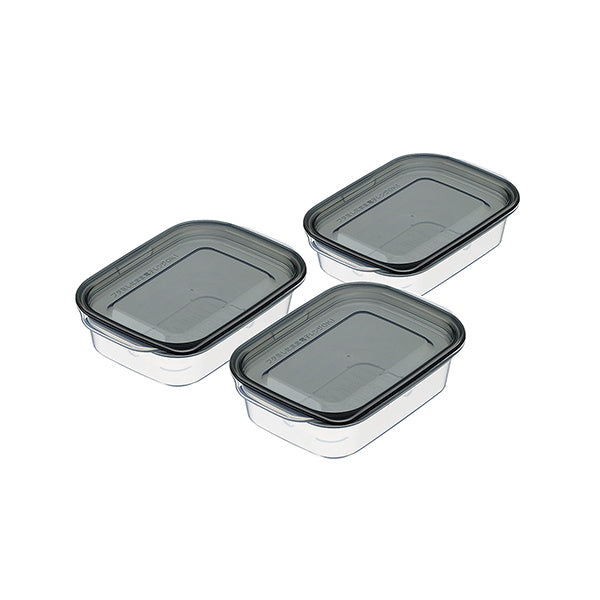 食品保存容器 フードストッカー ストック容器 楽ちんパック 角型 3個組 140ml クリアーブラック 330332