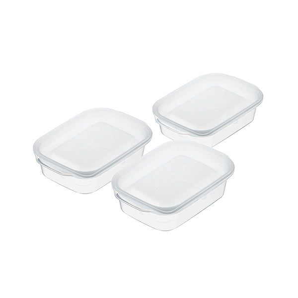 食品保存容器 フードストッカー ストック容器 楽ちんパック 角型 3個組 140ml クリアーホワイト 330342