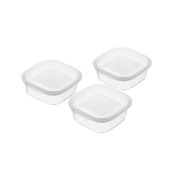 食品保存容器 フードストッカー ストック容器 楽ちんパック スクエア 3個組 90ml クリアーホワイト 330348
