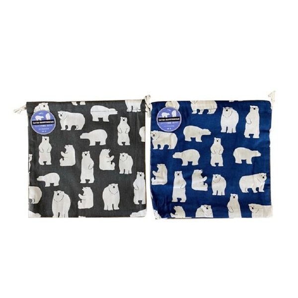 巾着袋 バッグインバッグ 北欧 小物入れ コスメポーチ 化粧ポーチ コットン巾着袋 シロクマ 25×25cm 332641