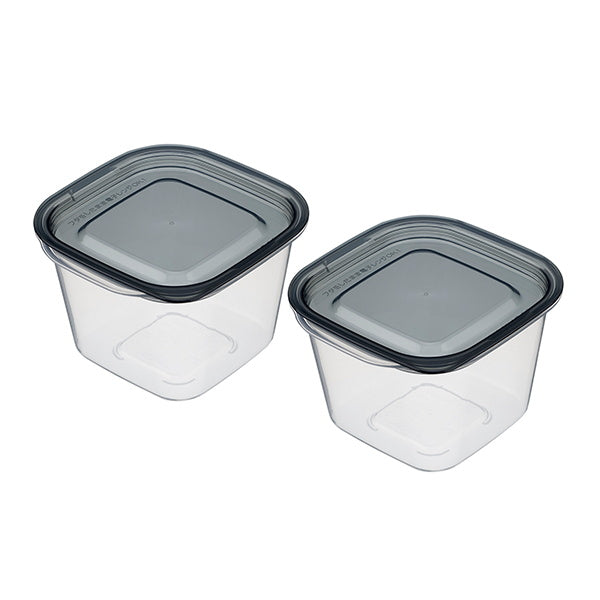 食品保存容器 フードストッカー ストック容器 楽ちんパック スクエア 深型 2個組 430ml クリアーブラック 333315