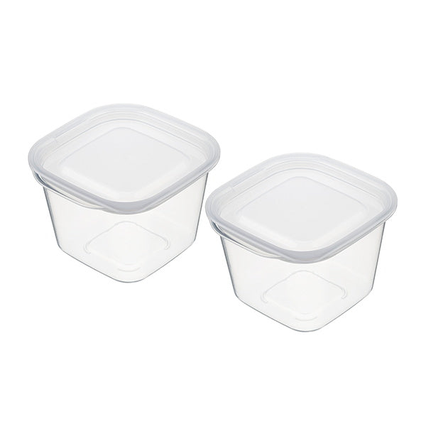 食品保存容器 フードストッカー ストック容器 楽ちんパック スクエア 深型 2個組 430ml クリアーホワイト 333318