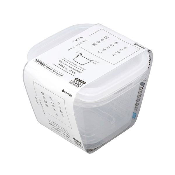 食品保存容器 フードストッカー ストック容器 楽ちんパック スクエア 深型 2個組 430ml クリアーホワイト 333318