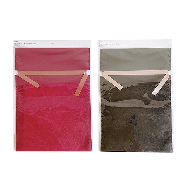 ギフトバッグ プレゼント用バッグ ラッピング袋 不織布巾着バッグ L ブラック・ボルドー 335648