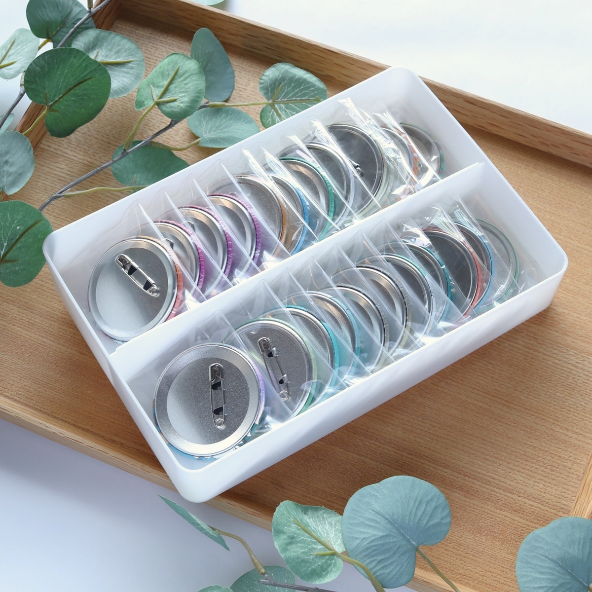 PPクリアーポケット テープ付 缶バッチ57mm用 30枚入 338764