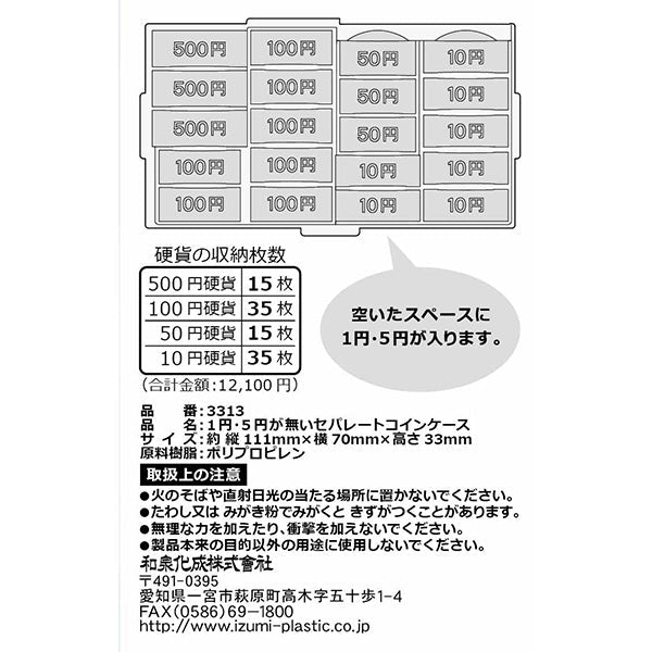 1円・5円が無い セパレートコインケース 340574