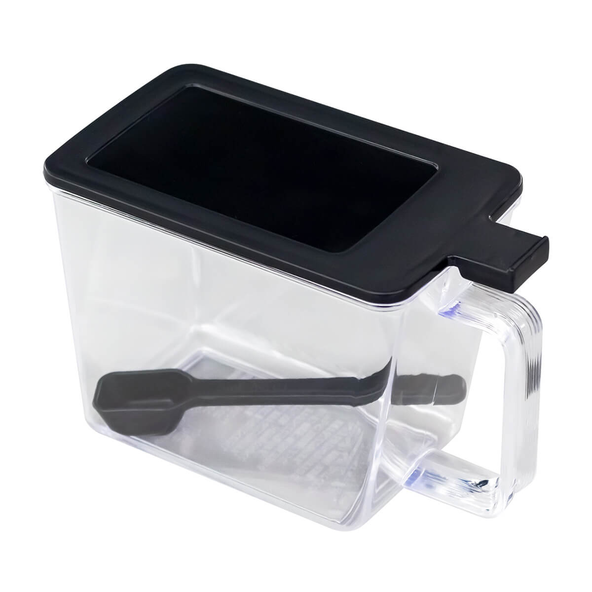 調味料ケース 調味料入れ 調味料ホルダー シュガーケース 砂糖 塩 ソルトケース スマートポット800ml スプーン付 黒 340652